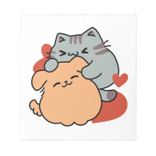 Adorable Cat and Dog Hug – Meow & Woof Design Notepad