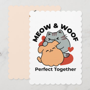 Adorable Cat and Dog Hug – Meow & Woof Design Thank You Card