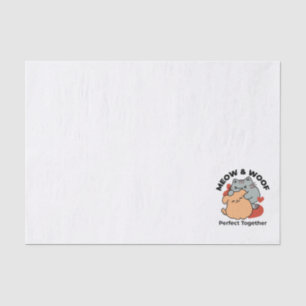 Adorable Cat and Dog Hug – Meow & Woof Design Tissue Paper