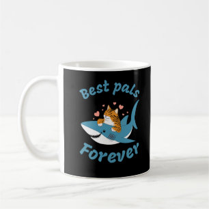 Adorable Cat and Shark. Best Pals Forever. Funny Coffee Mug