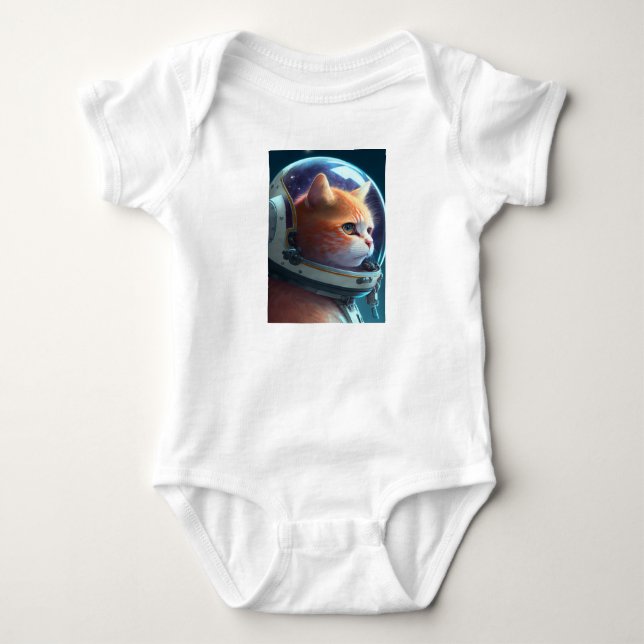 Adorable Cat Astronaut  Baby Bodysuit (Front)