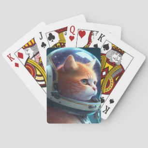 Adorable Cat Astronaut Playing Cards