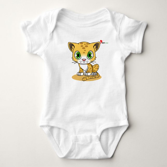 Adorable Cat Baby Bodysuit | Leopard Print Kitten (Front)