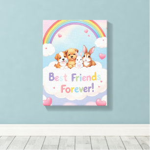 Adorable Cat Best Friends Forever Canvas Print