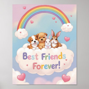 Adorable Cat Best Friends Forever Poster