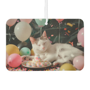 Adorable Cat Birthday Celebration Design Car Air Freshener