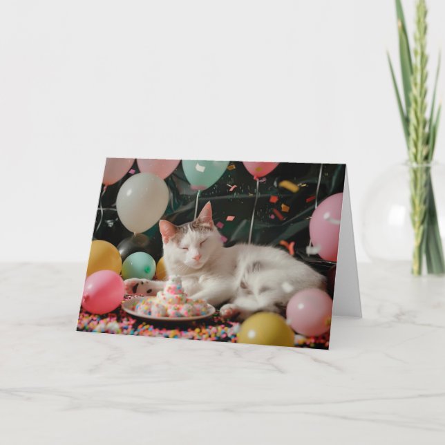 Adorable Cat Birthday Celebration Design Card (Front)