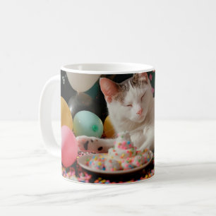 Adorable Cat Birthday Celebration Design Coffee Mug