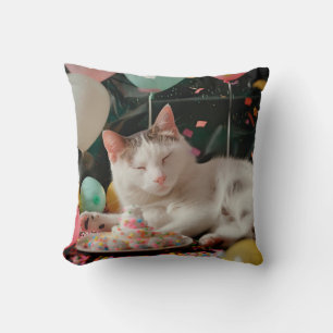 Adorable Cat Birthday Celebration Design Cushion