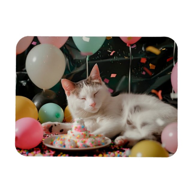 Adorable Cat Birthday Celebration Design Magnet (Horizontal)
