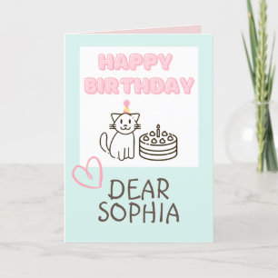 Adorable Cat&Cake Happy Birthday  Card