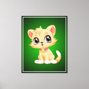Adorable Cat Cartoon Canvas Print