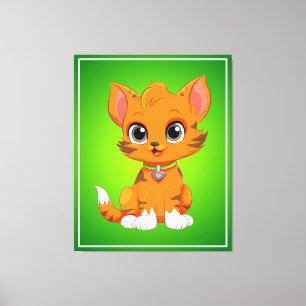 Adorable Cat Cartoon Canvas Print
