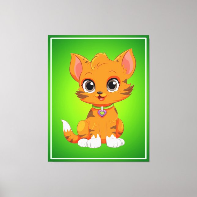 Adorable Cat Cartoon  Canvas Print (Front)