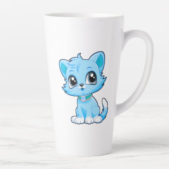 Adorable Cat Cartoon  Latte Mug (Right)