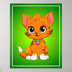 Adorable Cat Cartoon  Poster