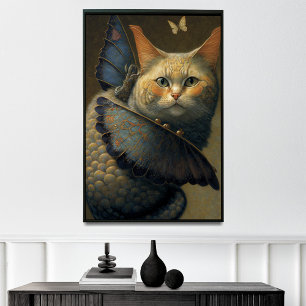 Adorable Cat Dragon with Butterfly Wings Poster