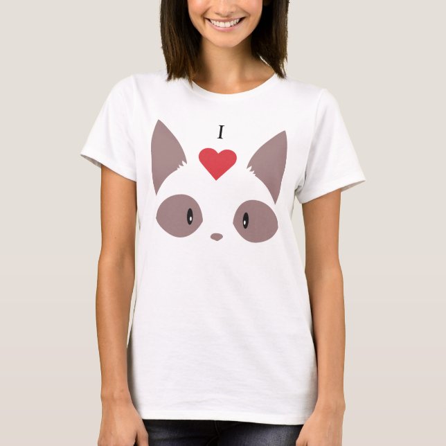 Adorable Cat Face - Minimalist Pet Illustration T-Shirt (Front)