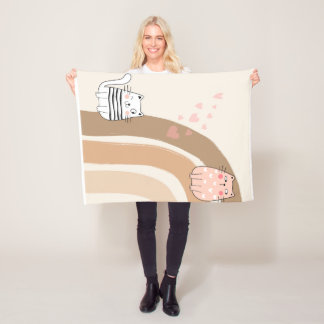 Adorable Cat Fallin in love Fleece Blanket