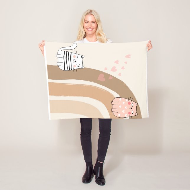 Adorable Cat Fallin in love Fleece Blanket (In Situ)