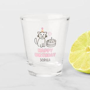 Adorable Cat in a Birthday Hat Shot Glass
