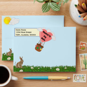 Adorable Cat in Balloon Personalised Envelopes