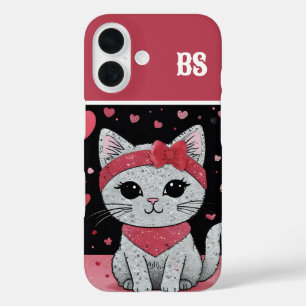 Adorable Cat in Disguise - Purrfect Valentine Fun iPhone 16 Case