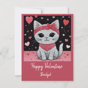 Adorable Cat in Disguise - Purrfect Valentine Fun Holiday Card