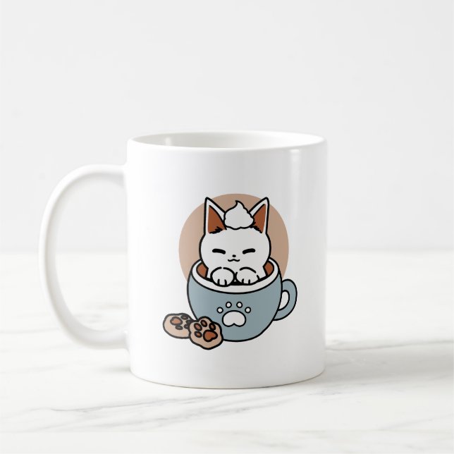 Adorable Cat in Mug Holiday Design - Cat & Cocoa (Left)