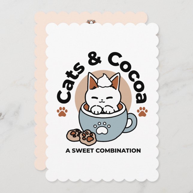Adorable Cat in Mug Holiday Design - Cat & Cocoa (Front/Back)