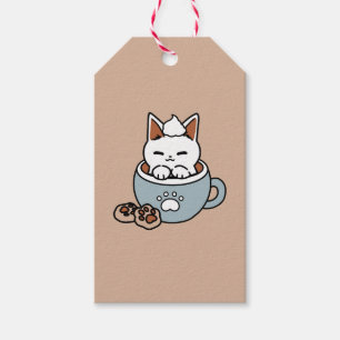 Adorable Cat in Mug Holiday Design - Cat & Cocoa Gift Tags