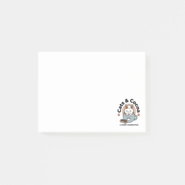 Adorable Cat in Mug Holiday Design - Cat & Cocoa Post-it Notes (Front)