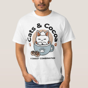 Adorable Cat in Mug Holiday Design - Cat & Cocoa T-Shirt