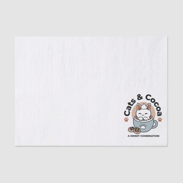 Adorable Cat in Mug Holiday Design - Cat & Cocoa Tissue Paper (Front)