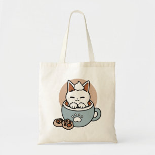 Adorable Cat in Mug Holiday Design - Cat & Cocoa Tote Bag
