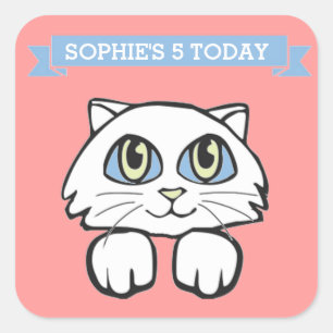 ADORABLE CAT KIDS SQUARE STICKERS