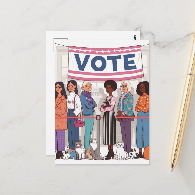 Adorable Cat Ladies Vote Postcard (Front/Back In Situ)