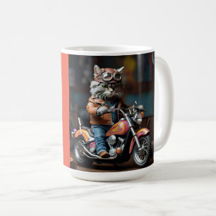 Adorable Cat on Motorcycle Coffee Mug