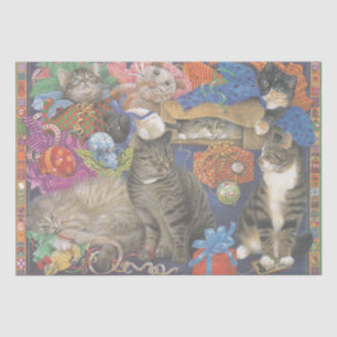 ADORABLE CAT PAINTED CHRISTMAS TISSUE PAPER