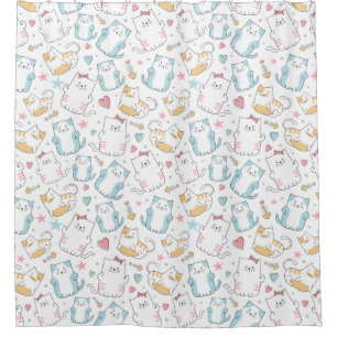 Adorable Cat Pattern Shower Curtain