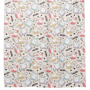Adorable Cat Pattern Shower Curtain