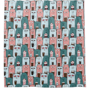 Adorable Cat Pattern Shower Curtain