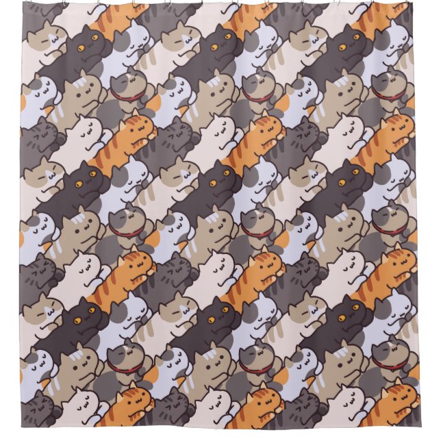 Adorable Cat Pattern Shower Curtain (Front)