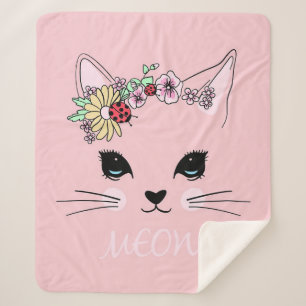 Adorable Cat Pink Cute Meow Cat Blanket