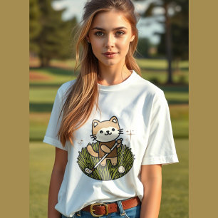 adorable cat playing golf illustration Tri-Blend shirt