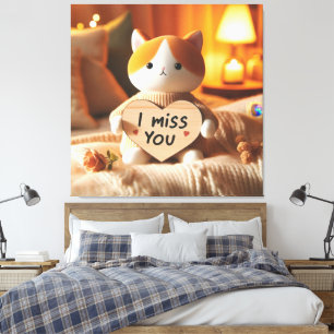 Adorable Cat Plush with Heartfelt Message Canvas Print