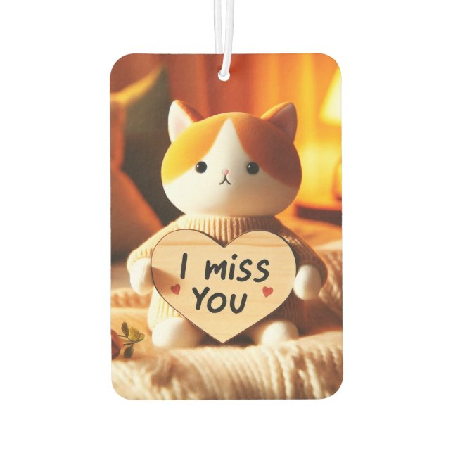 Adorable Cat Plush with Heartfelt Message Car Air Freshener (Back)