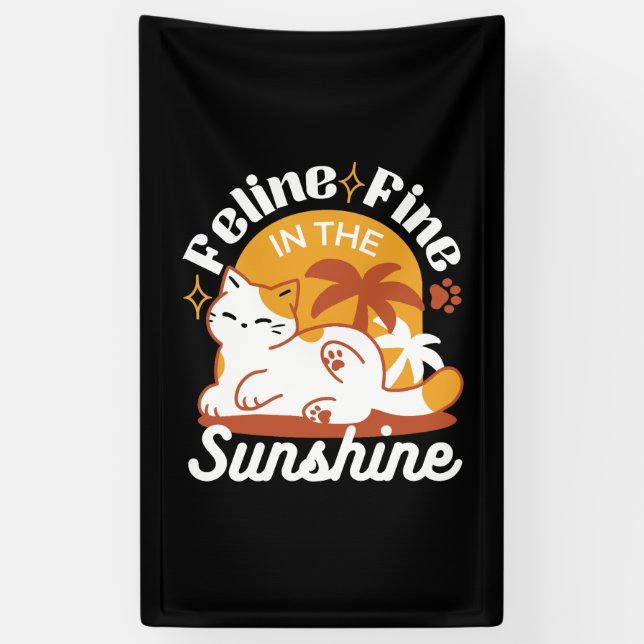 Adorable Cat Relaxing in the Sunshine – Summer Pet Banner (Vertical)
