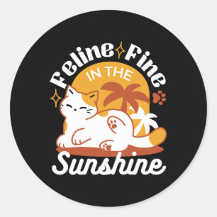 Adorable Cat Relaxing in the Sunshine – Summer Pet Classic Round Sticker