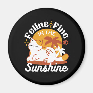Adorable Cat Relaxing in the Sunshine – Summer Pet Magnet